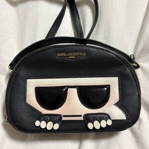 Karl Lagerfeld Black and White Crossbody Bag